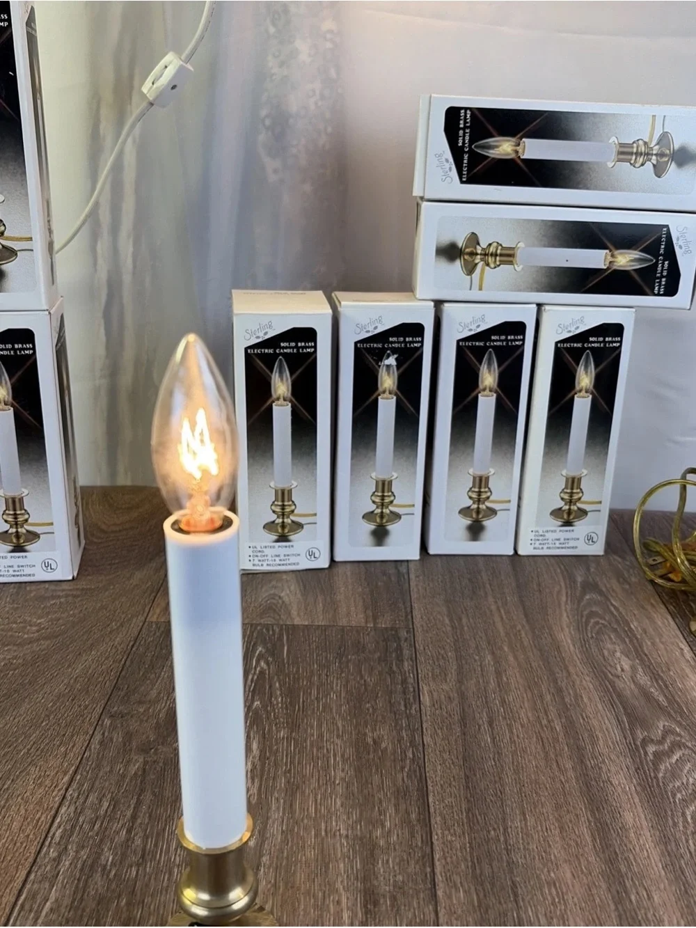 Lot of 8 VTG Sterling Solid Brass Electric Candlestick Lamp Light Indoor